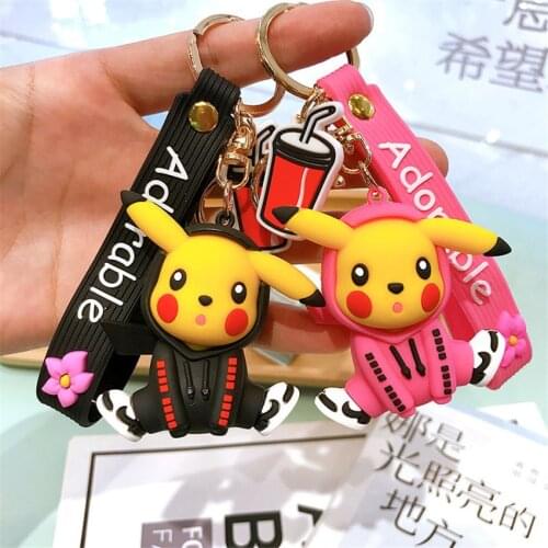TAKARA TOMY Kawaii Cute Cartoon Pikachu Action Figure Keychain Car Key Chain Bag Pendant Christmas Birthday Gifts Toys for Girls