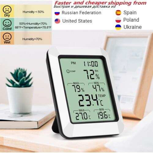 RZ820 Digital Thermometer Hygrometer Indoor Room Weather Station Humidity Temperature Monitor Electronic Wall Decor Clock