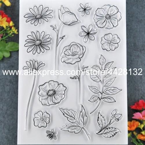 Flowers Leaves Scrapbook photo cards rubber stamp clear stamp transparent stamp 20121232