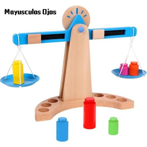 Childrens Wooden Montessori Balance Weight Mathematical Balance Scales Early Childhood Education Wooden Educational Toys