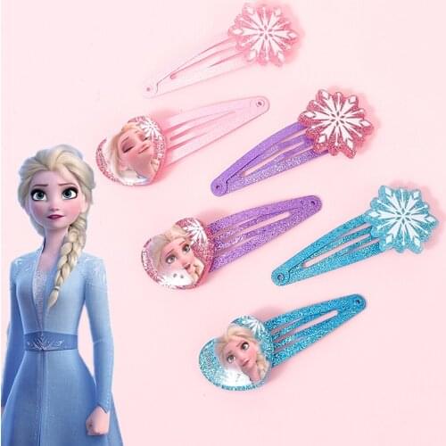 Disney Frozen 2 Elsa Girls Hair Clip Accessories Cartoon Hairpins Headband For Children Birthday Gift Kids Hair Bands Hair Rope