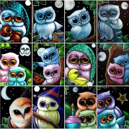 EverShine Diamond Painting Owl Cross Stitch Diamond Embroidery Animal Mosaic 5D DIY Picture Rhinestones New Arrival Wall Art