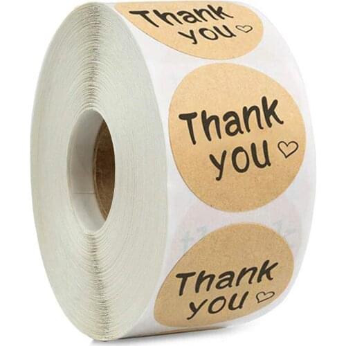 Love Taste Stickers 1inch 50-500pcs Paper Thank You Gift Stickers Seal Labels Brown Business Packing Label Stationery Sticke