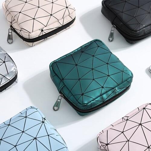 Mini Storage Bag Multifunctional Women Menstrual Rhombus Sanitary Napkin Organizer Pouch Credit Card Case Lipstick Box JU0082