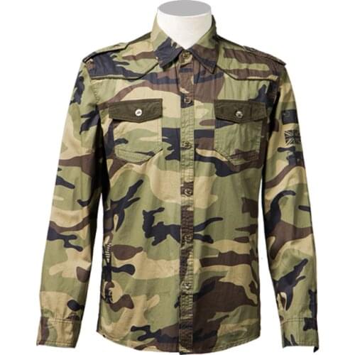 Army Fans Mens Camouflage Long Sleeve Thin Shirt Outdoor Hiking Climbing Riding Training Breathable Army Tactical Shirts Tops