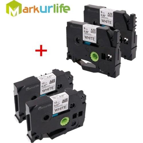 12mm Combo Set 2 Pack TZe-221 + 2 Pack TZe-231) label Tape Compatible for Brother P Touch Label Maker Tape label Maker