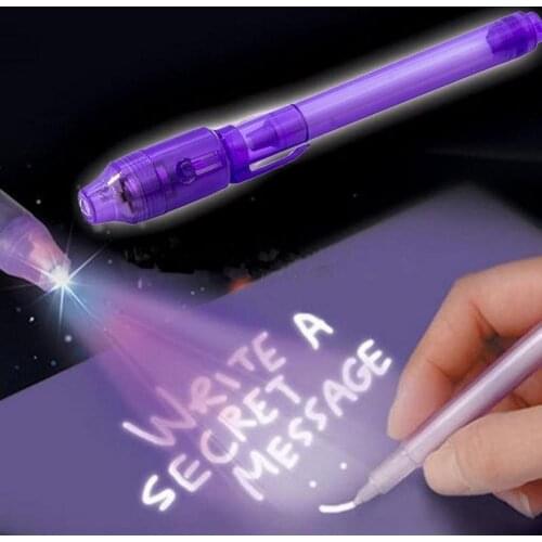 Novelty Gel Pen 4Pcs 2 in 1 Invisible Ink Pen with UV Luminous Light Ballpoint Pens Kids Drawing Gifts
