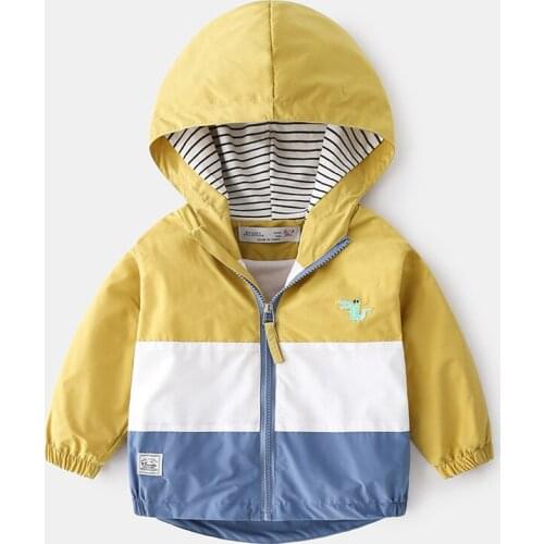 2021 Spring Autumn New Boys' Kids Jacket Childrens Korean Clothing Cartoon Top Hooded Casual Coat Long Sleeve Tunic Windbreaker