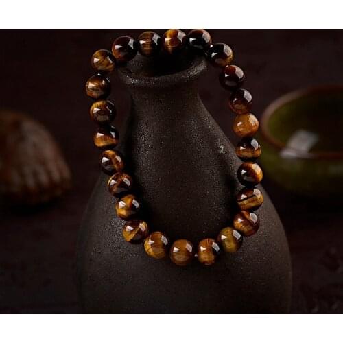 New 8mm Tiger Eye Bracelets Bangles Elastic Rope Chain Natural Stone Bracelets For Women and Men Pulseras Jewelry AB176