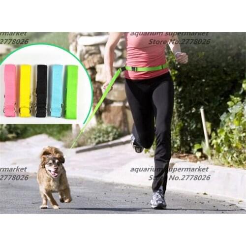 New Waist Belt For Pet Dog Collar Leash Running Puppy Lead Sport Leashes Rope Adjustable Nylon Dog Collar Leash Set