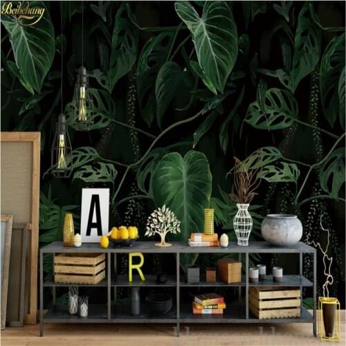 Beibehang Custom Photo Wallpaper Tropical Plant Green Leaf Oil Painting 3D Wall Cafe Restaurant Theme Hotel Background