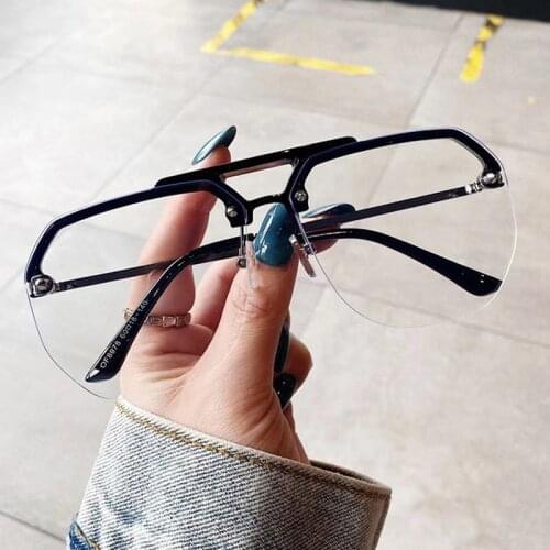 Anti-blue Light Irregular Square Clear Glasses Frame For Women Vintage Green Brown Computer Eyeglasses Female Sexy Shades Black