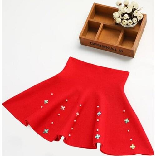 2020 Autumn Winter Baby Girls Solid Pleated Skirt Kids Girls Casual Sweet Beading Short Skirts Toddler Children Clothing K127