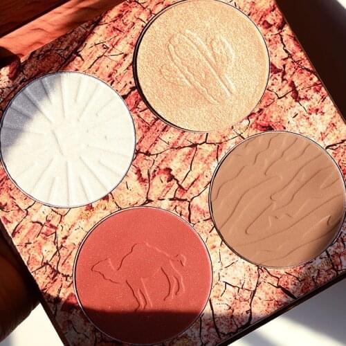 ELLESY Make Up Pallete 4 Colors In A Plate Makeup Highlighter Bronzer Mineral Pigment Cheek Blusher Powder Beauty Makeup Tool