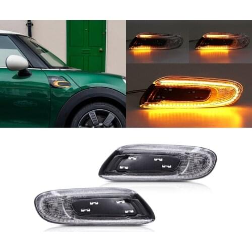 Fits For Mini Cooper F55 F56 2014- F57 2016- Dynamic Amber Front Fender Led Side Marker Lights Auto Turn Signal Lamps