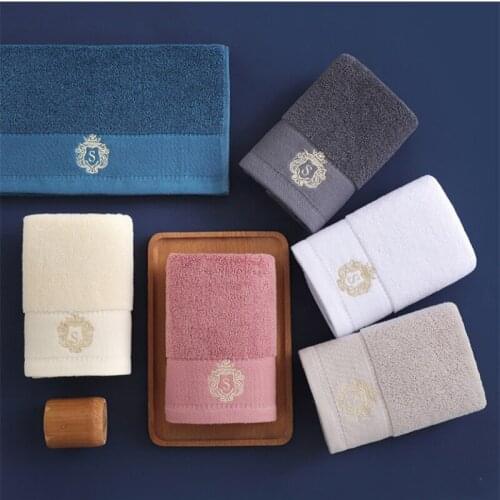 Pure Cotton Towel 34x74cm Embroidered Towels Beach Bath Towels For Adults Household Men And Women SPA Soft Absorbent Lint-Free