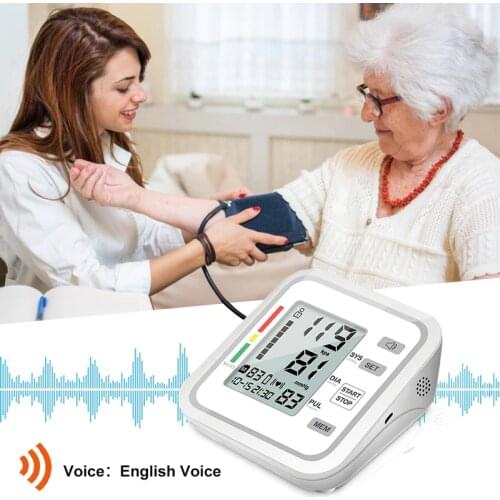 Portable Upper Arm Tonometer Blood Pressure Monitor Heart Rate Sphygmomanometer Smart Automatic Digital Monitors BP Meter