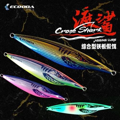 New ECOODA Cross Shark Jigging Lure 90-480g Artificial Metal Jig Lure Luminous Fishing Jig Deep Sea Slow Jig Fishing Jig Lures