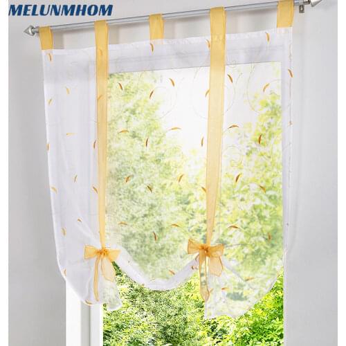 Simple All-match Embroidered Window Floral Short Curtains Roman Blinds For Living Room Fashion Kitchen Tulle Curtain Door Louver