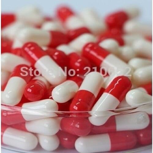 2000PCS Size 0# Red and white Solid Color Gelatin Enteric Coated Empty Capsule---Top and Bottom Separated Tattoo accessories