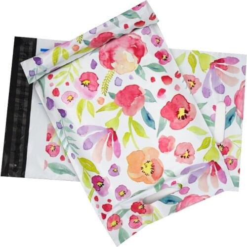300Pcs Flowers Self Adhesive Sealing Plastic Poly Mailers Mailing Bags Express Envelope Courier Bag Postage Packaging Mailbag
