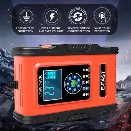 Smart Car Battery Charger 12V 12A 24V 6A Automatic Motorcycle Charging