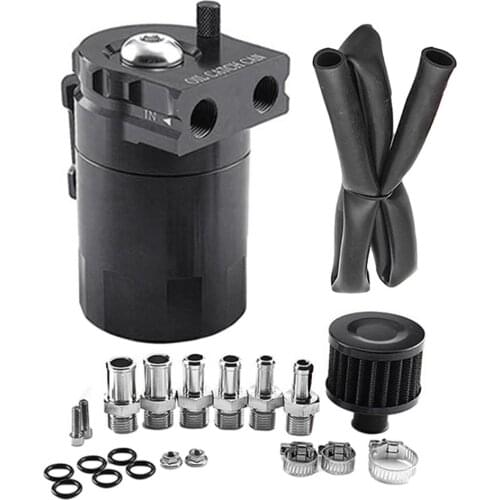 Universal 300ML Oil Catch Can Car Reservoir Tank Breather Filter Kit Polish Baffled With 3/8" NBR Fuel Line Aluminum Alloy