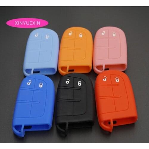 Xinyuexin Silicone Car Key Cover Case For Jeep Grand Cherokee For Dodge JCUV dart Journey For Chrysler 300C Key Case Car-stying