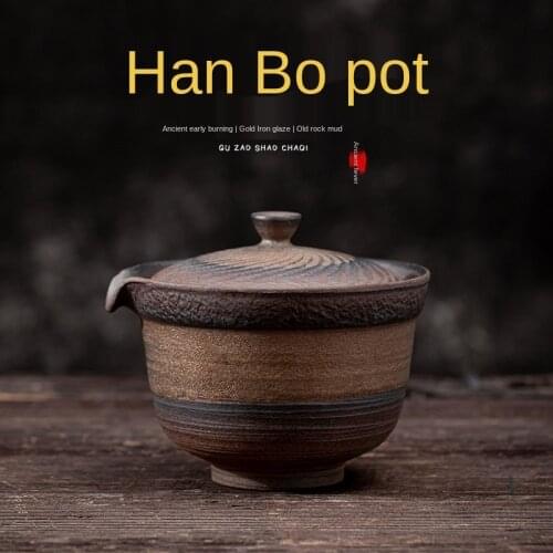 Japanese Gilding Hanbo Pot Porcelain Kung Fu Tea Set Teapot Single Tureen Household Retro Stoneware Tea Making Device Gaiwan
