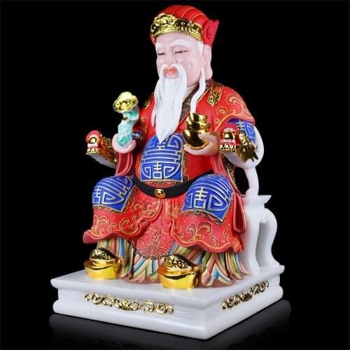 Southeast Asia shop Prosperity family protection high grade jade God of wealth Mammon CAI SHEN YE TU DI GONG God figure statue