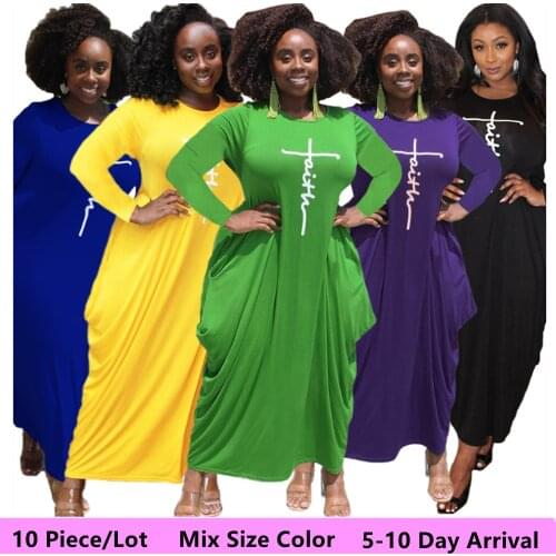 L-5xl Bulk Items Wholesale Plus Size Dress Women Mix Size Color Draped Solid Casual Maxi Dresses Fall Clothes 5-10 Day Arrival