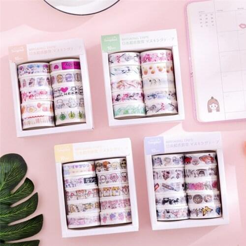 10pcs/pk Cute Cartoon Cat/ Dog Color Paper Washi Tape Adhesive Tape DIY Scrapbooking Sticker Label Masking Tape Office Supplies