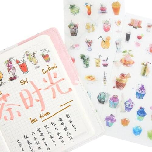 15packs/lot Cake Cold Drink Afternoon Tea Paper sticker DIY Diary Album Scrapbooking Decoration label Stationery
