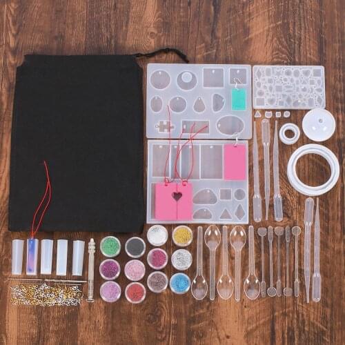159Pcs Jewelry Casting Tools Kit Pendant Silicone Mold Storage Bag Glitter Screw Eye Pins Twist Drill Bracelet Necklace Making