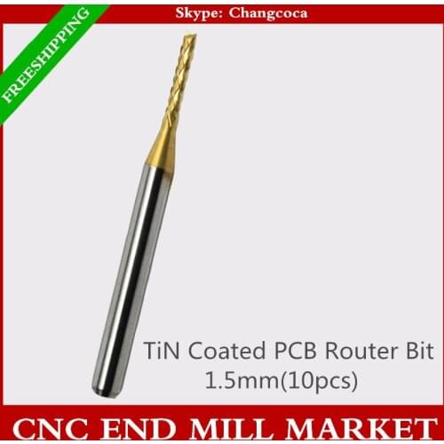 3.175mm*1.5mm,10pcs,Freeshipping CNC machine solid carbide micro PCB Drill Cutter,TiN Coating pcb router bit,corn Milling Cutter
