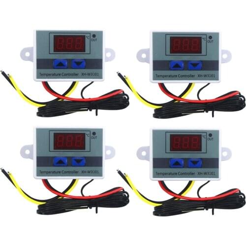 4Pcs 220V Ac Digital Led Temperature Controller Xh-W3001 for Incubator Cooling Heating Switch Thermostat Ntc Sensor