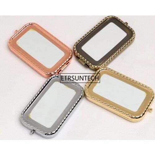 50pcs Portable Pocket mirror girl rectangular shaped foldable double makeup mirror Travel F2308