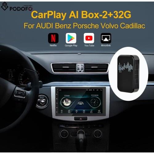 Podofo Carplay Wireless Dongle For Apple Android TV Mirrorlink Android 9.0 For Audi Benz Volvo Cadillac Chevrolet VW AI Box