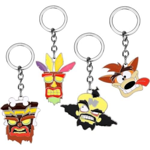 Crash Bandicoot Game Keyring Key Chains Cartoon Animal Metal Enamel Keychain Car Bag Key Ring Holder Chaveiro llaveros Jewelry