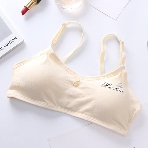 Kids Girls Training Bra For Teen Adjustable Sponge Push Up Bra Vest Children Teenage Cotton Blended Bra Underclothes Underwear