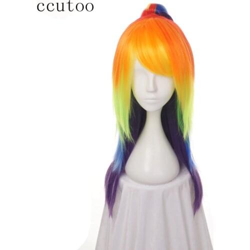 Ccutoo 65cm My Littly Pony Mix Long Straight Wig With Single Chip Ponytail Synthetic Wig Cosplay Costume Wigs Heat Resistance
