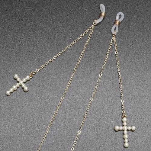 Sunglasses Chain Charm Pearl Pendant Reading Glasses Lanyard Cord Holder Non-slip Metal Glasses Rope Neck Strap