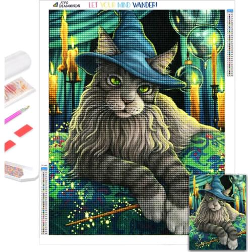 Diamond Mosaic Cat 5D DIY Full Square Diamond Painting Animals Picture Of Rhinestones Embroidery Halloween Stitch Home Decor