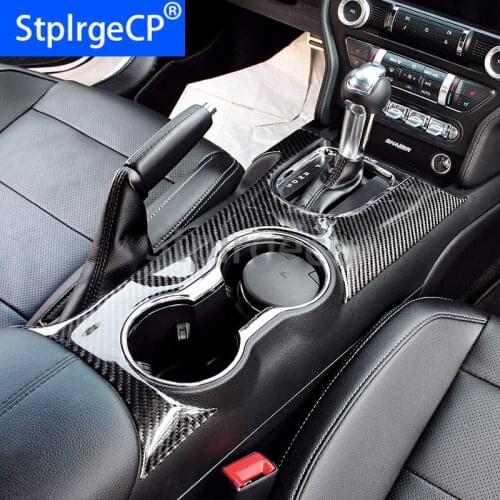 100% Real Carbon Fiber Control Gear Shift Panel Decorative Cover Car Styling Sticker For Ford Mustang 2015 2016 2017 2018