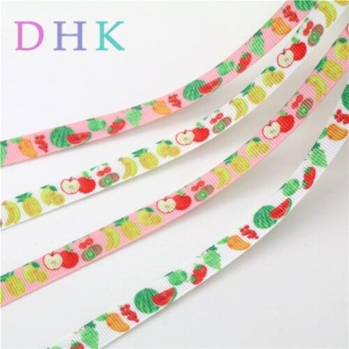 DHK 3/8'' 10yards Free shipping fruits Printed Grosgrain Ribbon Accessory hairbow headwear DIY decoration OEM 9mm B1787