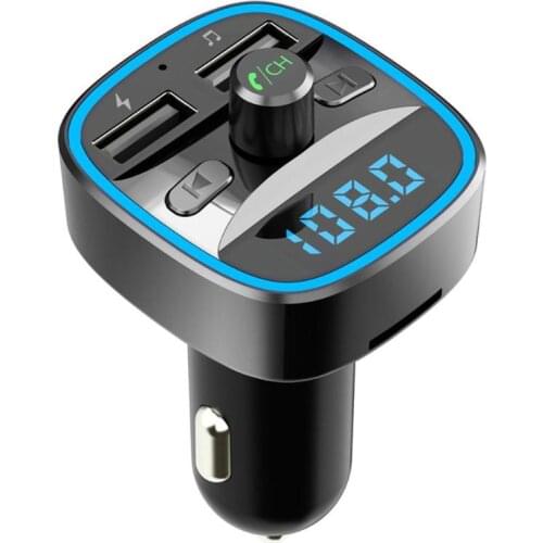 T25 Bluetooth 5.0 FM Transmitter Dual USB Charger MP3 Player Support TF Card Classic Colors and Simple Durable Design