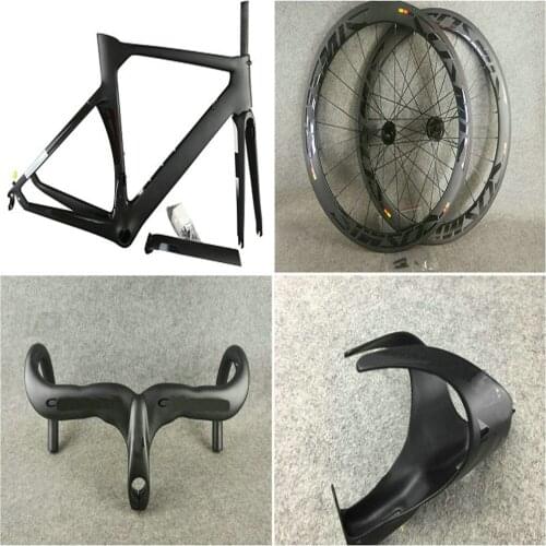 Customize logo Concept Carbon Bike Frame Black V3RS C64 Road frame + BOB 50mm Carbon wheelset Handlebar Bottle Cages
