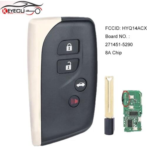 KEYECU 271451-5290 Smart Remote Key Fob 4 Button 315MHz/433MHz/312MHz/314MHz 8A for Lexus LS460 LS600H 2010-2017 FCCID: HYQ14ACX