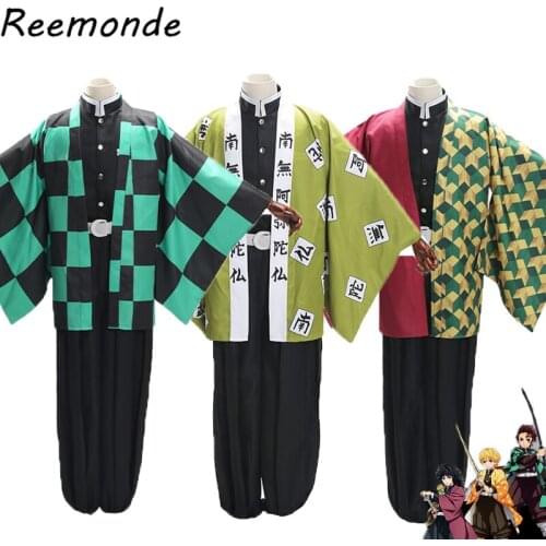 Anime Cosplay Suit Demon Slayer Kimono Uniform Clothing Tomioka Giyuu Himejima Kyoumei Costume Robe Kimono Cloak Tops Set