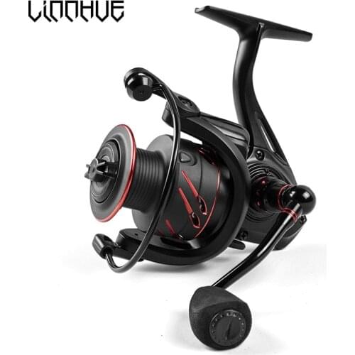 LINNHUE Fishing Reel Full Metal Spool Spinning Reel 5.0:1 Max Drag 10Kg Power Smooth Sea Carp Fishing Reel Black Badge Reel